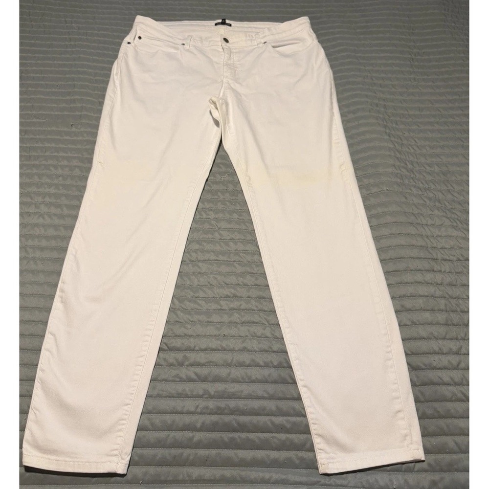 Eileen Fisher White Organic Cotton Stretch Denim Straight Leg Jeans Sz 16 Casual